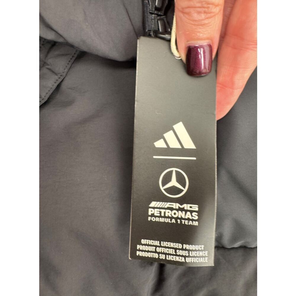 adidas Mercedes AMG Petronas F1 Engineers Winter Puffer Coat Black NWT L KF6058 - Picture 5 of 16